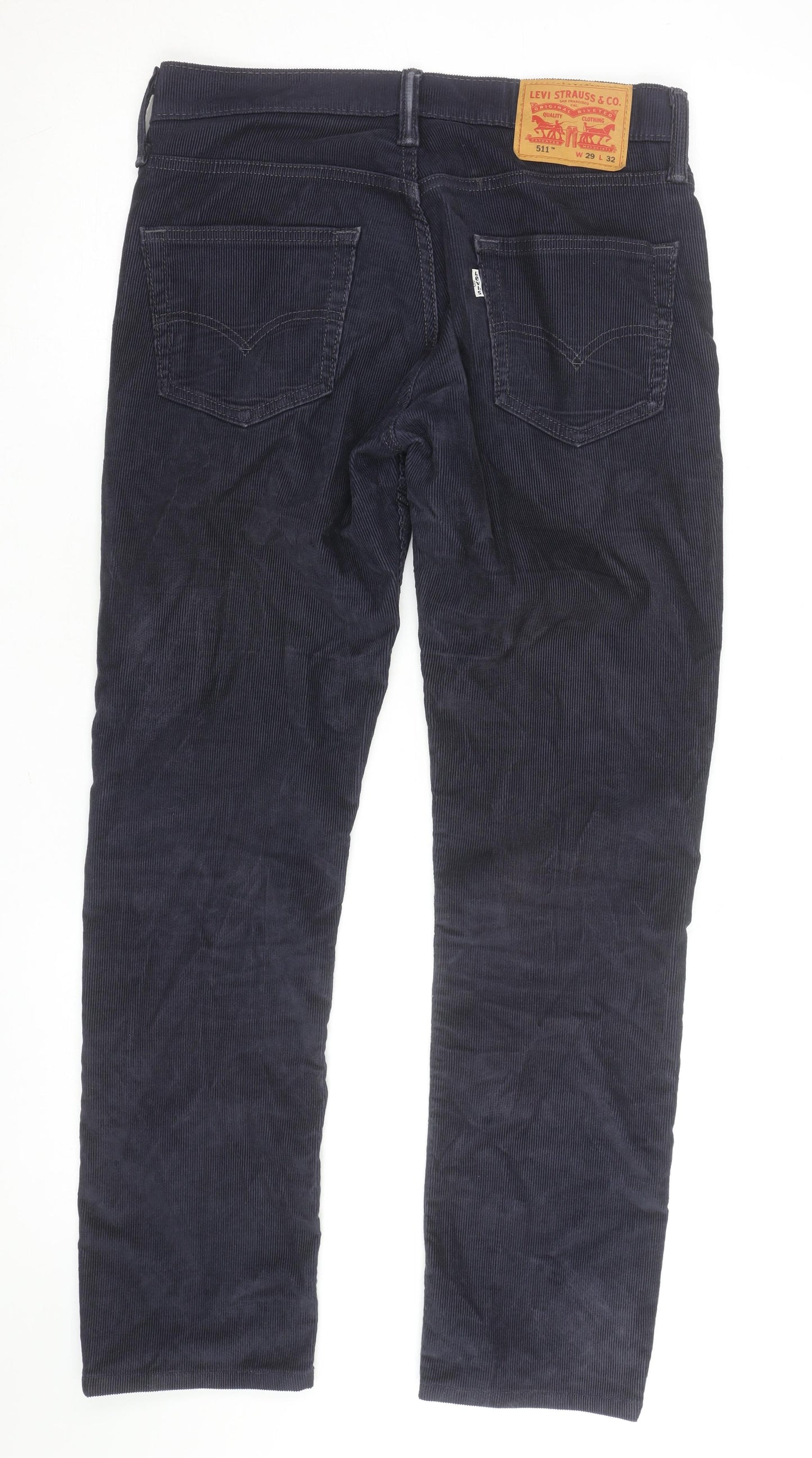 Levi's Men's Blue Corduroy 511 Slim Fit Trousers W29 L32