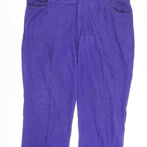 Crombie Men's Purple Corduroy Trousers 38R Regular Fit