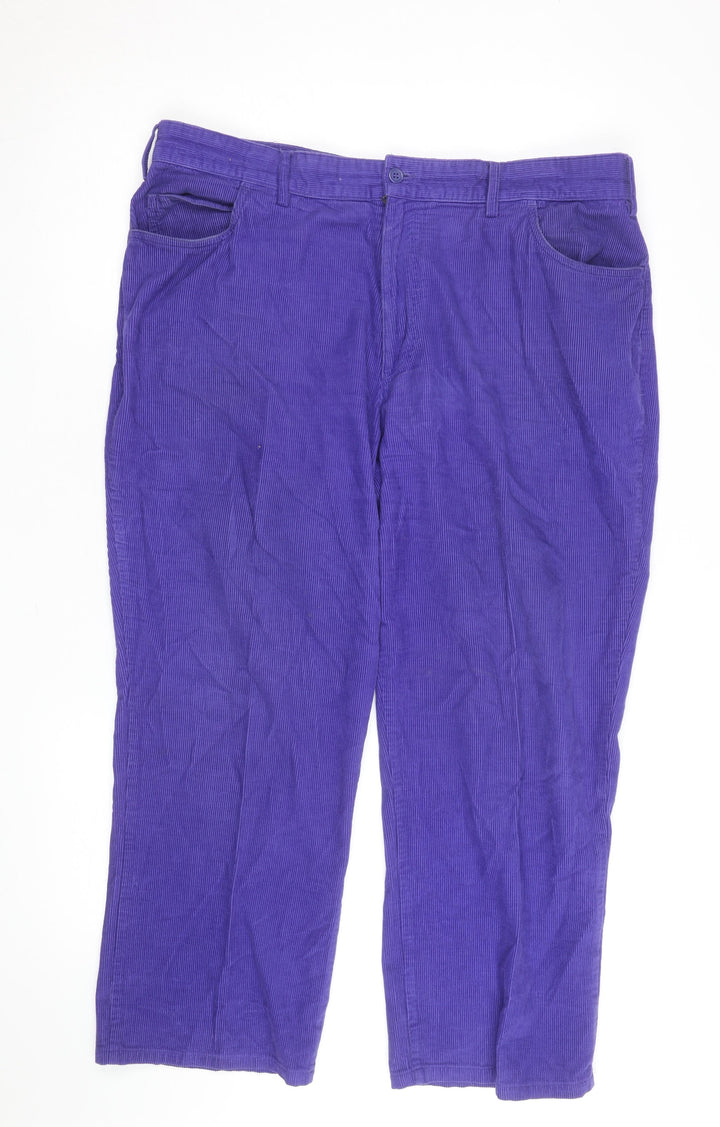 Crombie Men's Purple Corduroy Trousers 38R Regular Fit