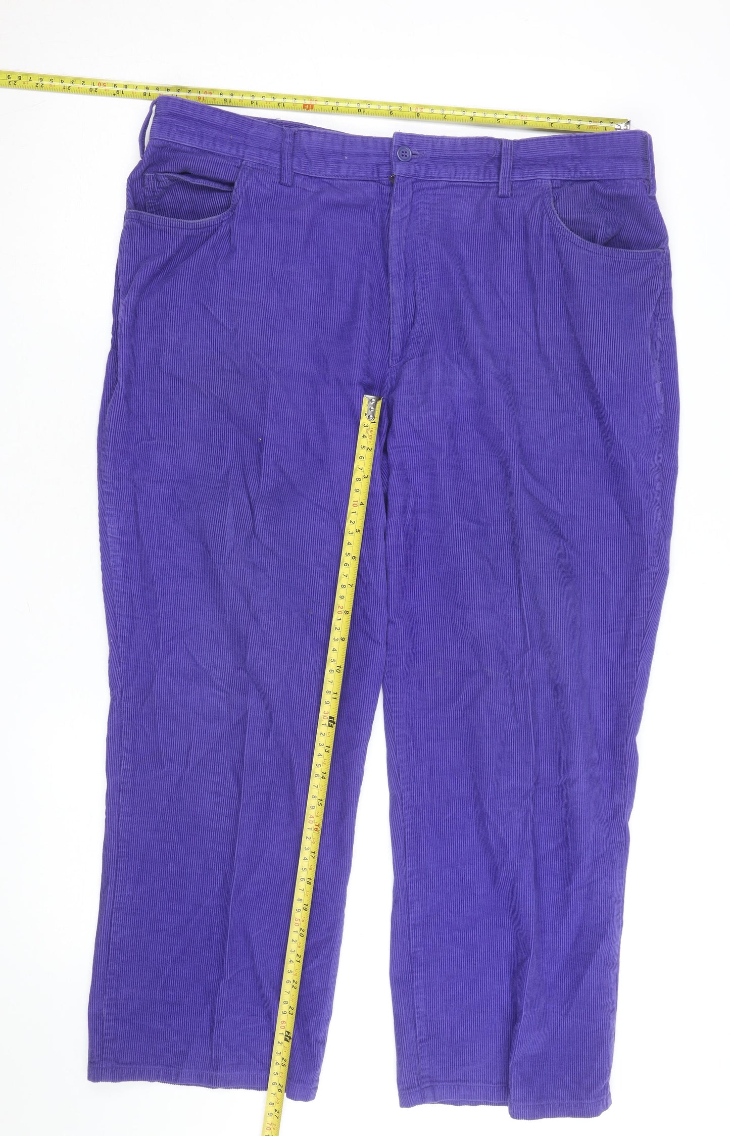 Crombie Men's Purple Corduroy Trousers 38R Regular Fit