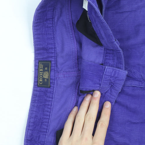 Crombie Men's Purple Corduroy Trousers 38R Regular Fit