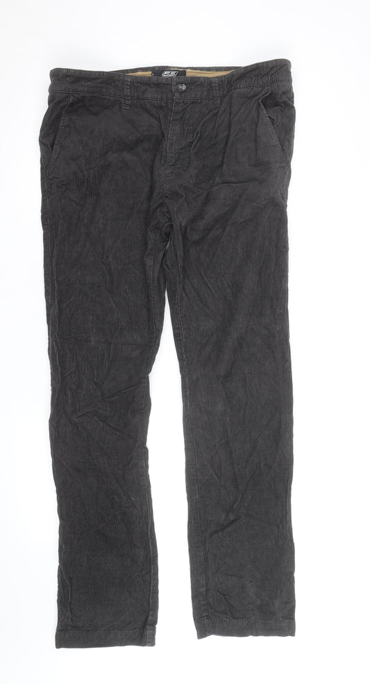 55 DSL Men's Black Corduroy Chino Trousers Size 34 Regular Fit