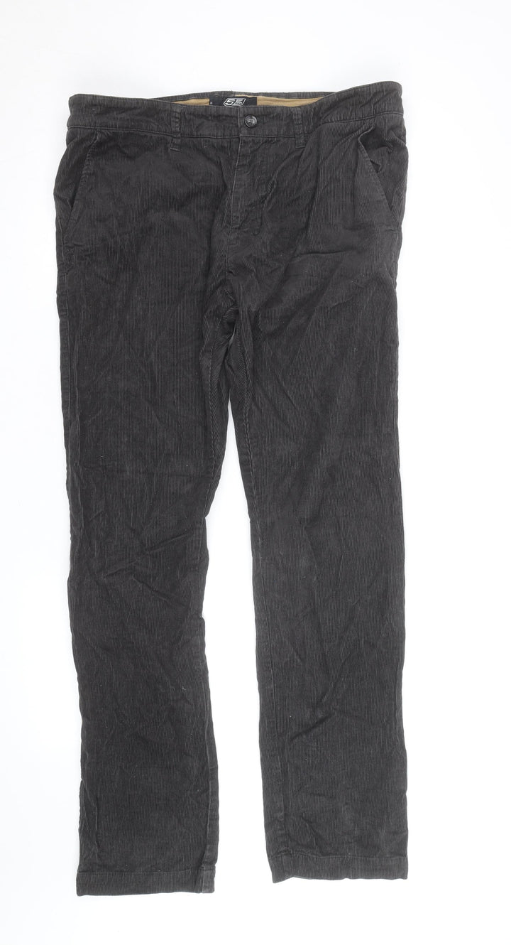 55 DSL Men's Black Corduroy Chino Trousers Size 34 Regular Fit