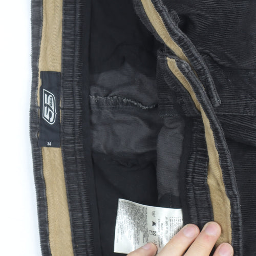 55 DSL Men's Black Corduroy Chino Trousers Size 34 Regular Fit