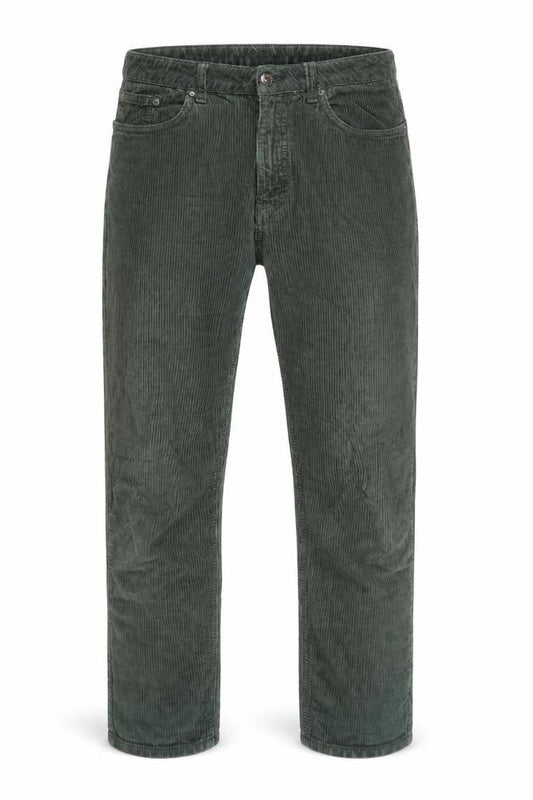 Front view of Topshop Men Green Corduroy Slim Fit Chino Trousers W32 L28