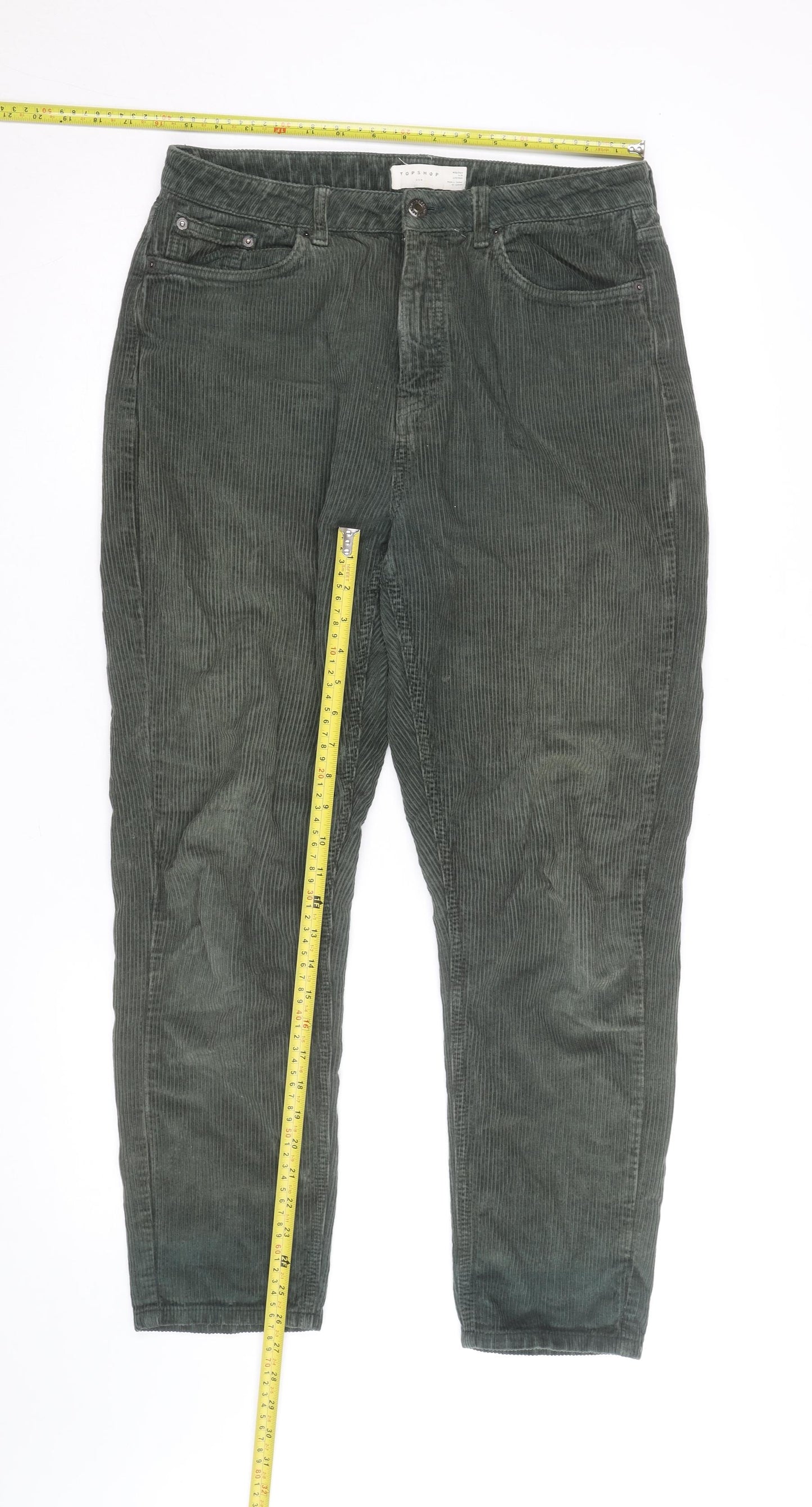 Topshop Men Green Corduroy Slim Fit Chino Trousers W32 L28