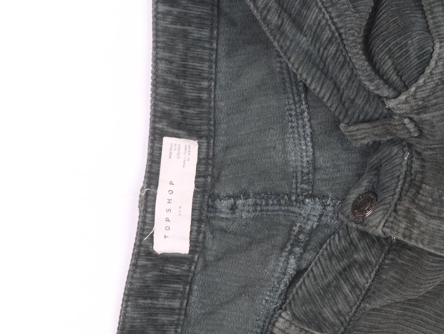 Topshop Men Green Corduroy Slim Fit Chino Trousers W32 L28
