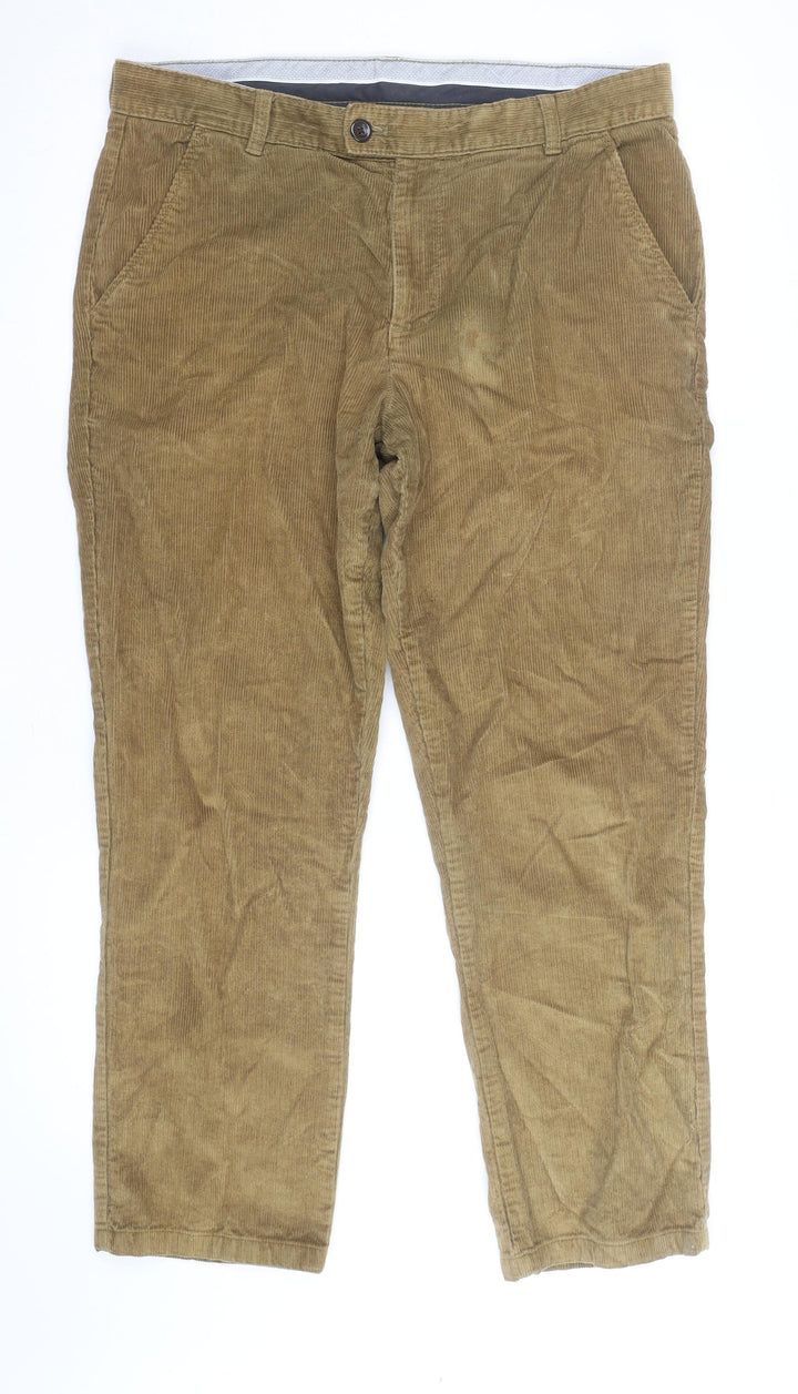 Farah Men's Brown Corduroy Chino Trousers Size 34R