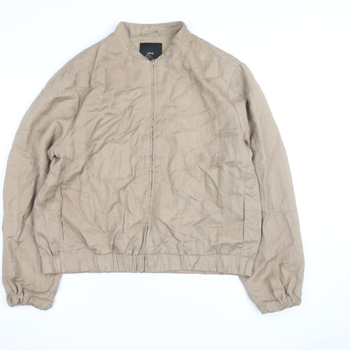 MNG Men's Beige Cotton Lightweight Bomber Jacket L