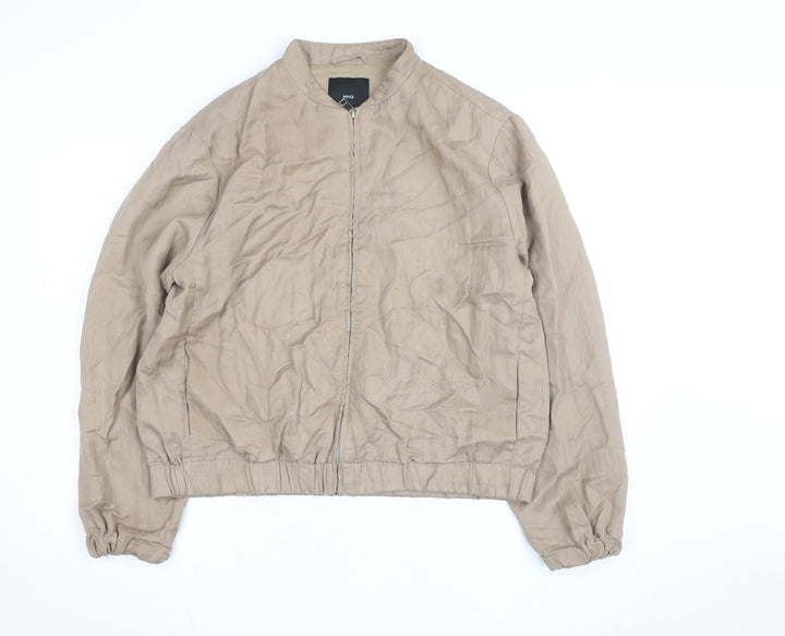 MNG Men's Beige Cotton Lightweight Bomber Jacket L