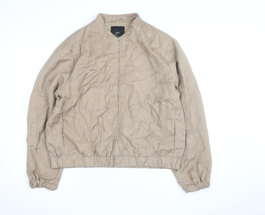 MNG Men's Beige Cotton Lightweight Bomber Jacket L