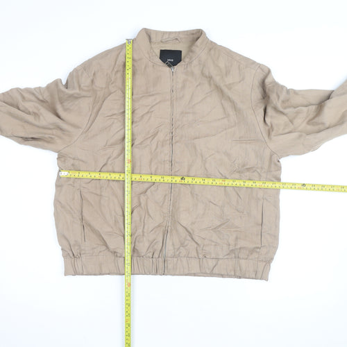 MNG Men's Beige Cotton Lightweight Bomber Jacket L