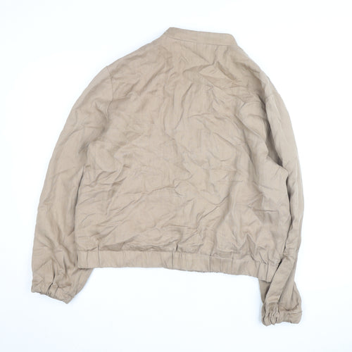 MNG Men's Beige Cotton Lightweight Bomber Jacket L