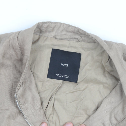 MNG Men's Beige Cotton Lightweight Bomber Jacket L
