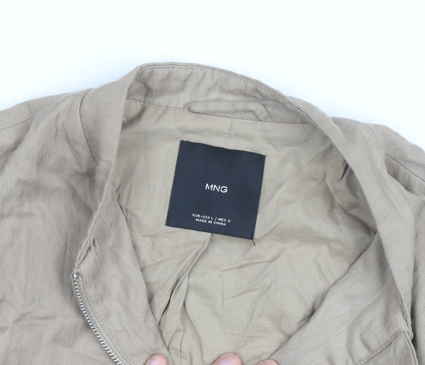 MNG Men's Beige Cotton Lightweight Bomber Jacket L