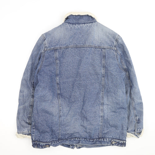 Denim Co Men Blue Faux Fur Lined Mid-Length Denim Jacket M