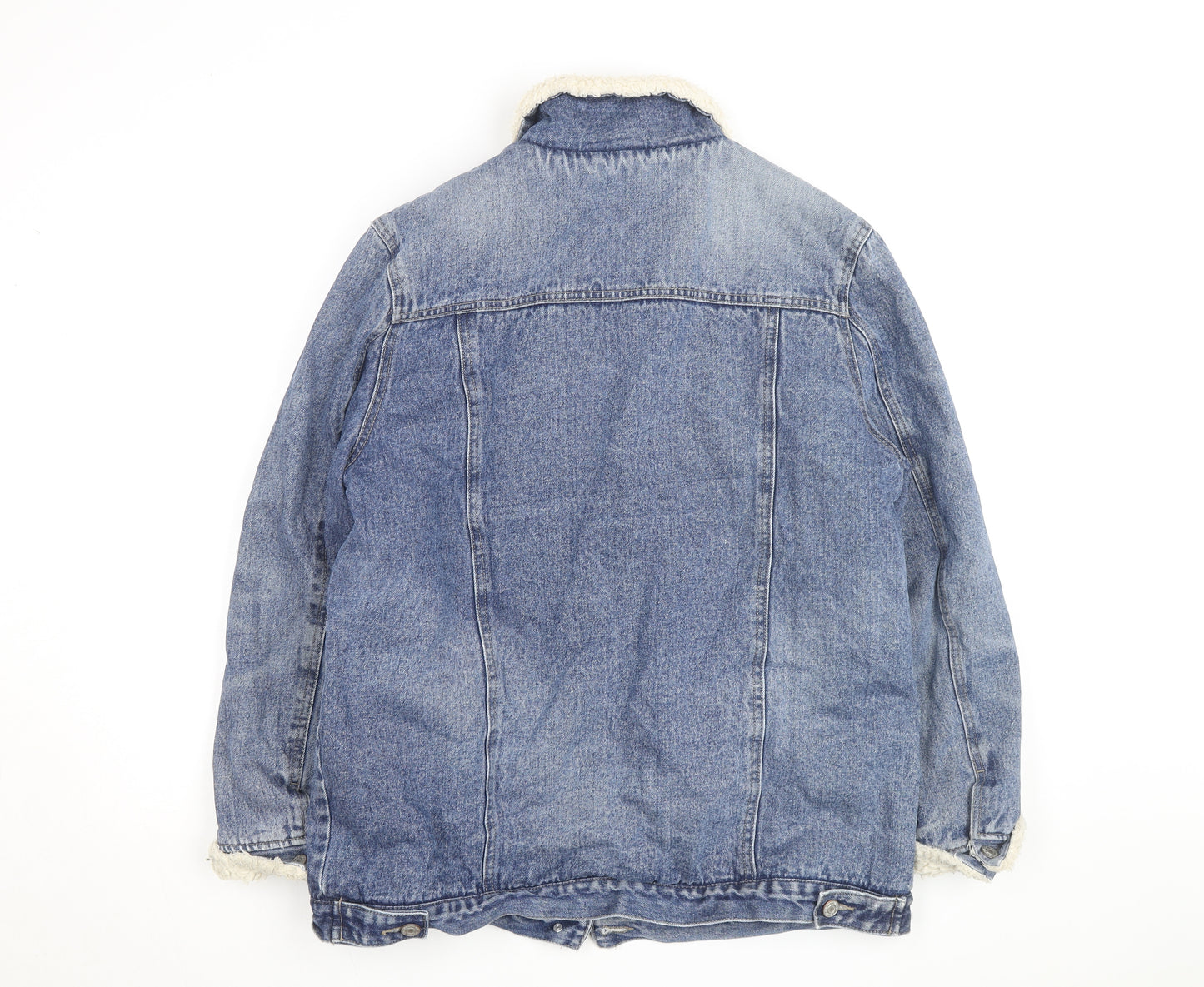 Denim Co Men Blue Faux Fur Lined Mid-Length Denim Jacket M