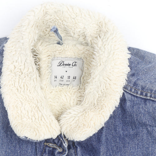 Denim Co Men Blue Faux Fur Lined Mid-Length Denim Jacket M