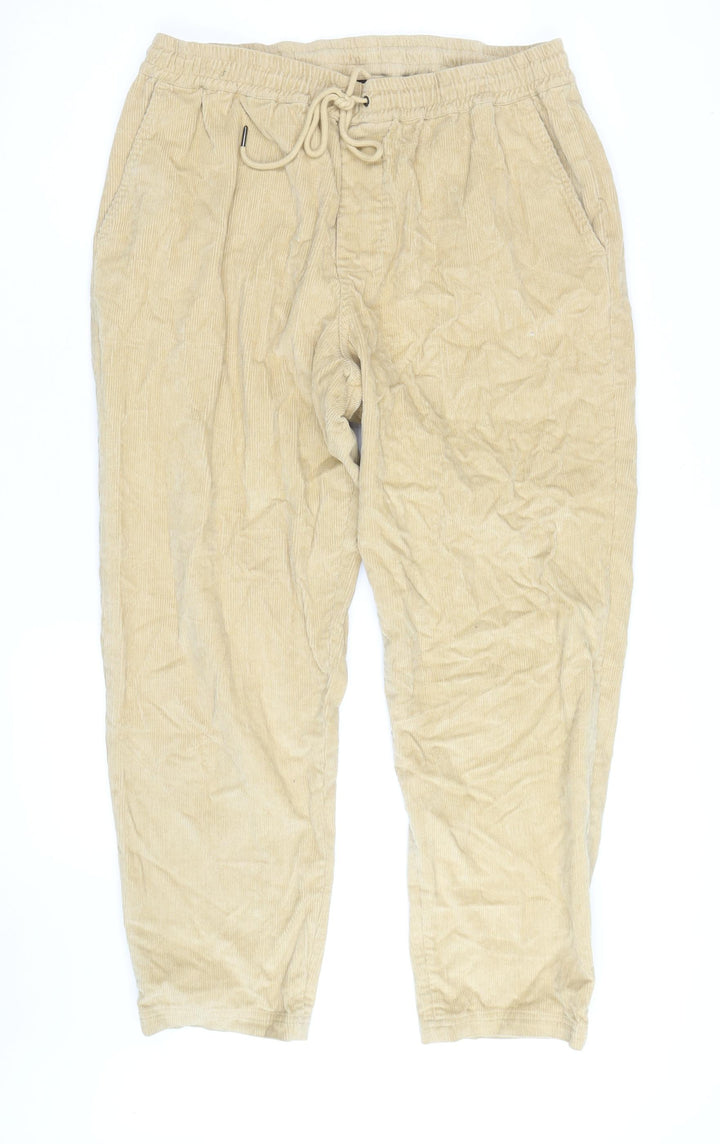 Huffer Men's Beige Corduroy Jogger Trousers 2XL Relaxed Fit