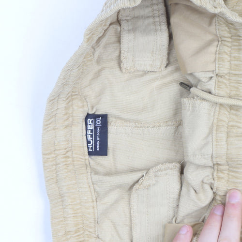 Huffer Men's Beige Corduroy Jogger Trousers 2XL Relaxed Fit