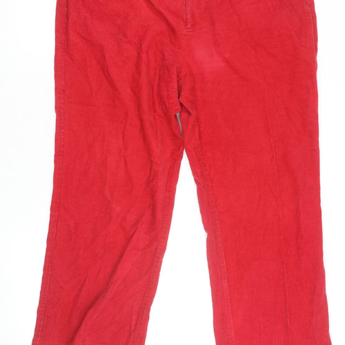 Crombie Men's Red Corduroy Chino Trousers Size 38 Straight Fit