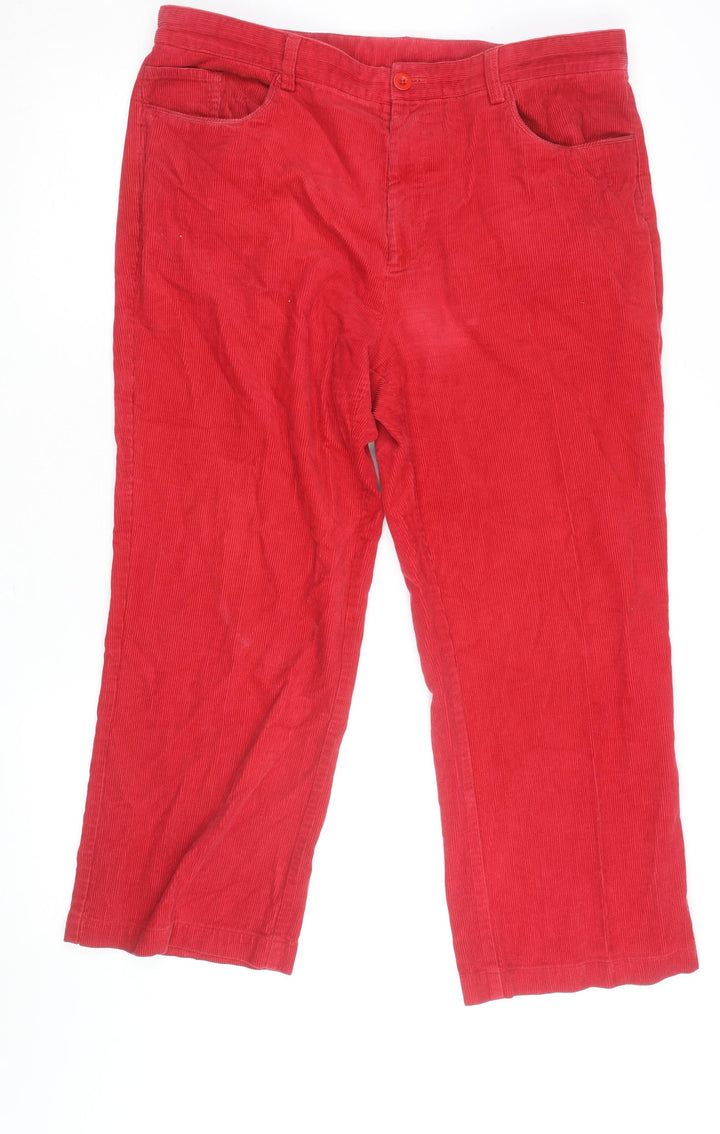 Crombie Men's Red Corduroy Chino Trousers Size 38 Straight Fit