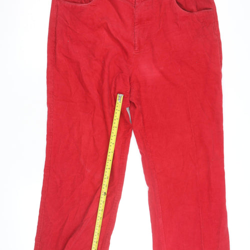 Crombie Men's Red Corduroy Chino Trousers Size 38 Straight Fit