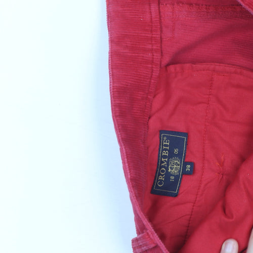Crombie Men's Red Corduroy Chino Trousers Size 38 Straight Fit