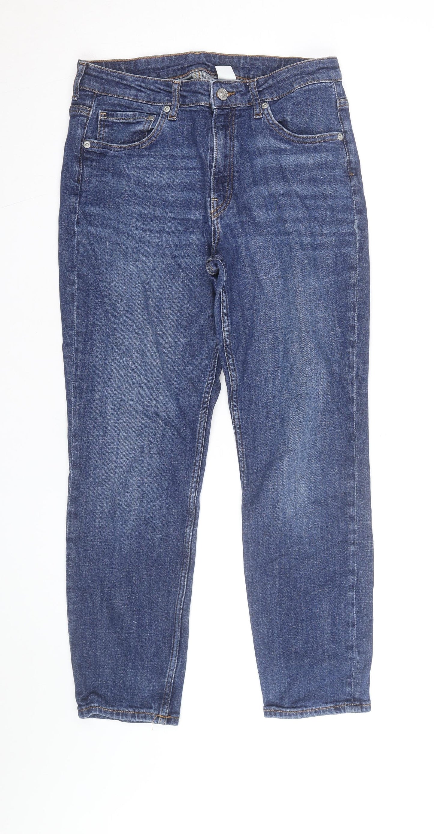 H&M Women Blue Size 12 Boyfriend Regular Fit Jeans