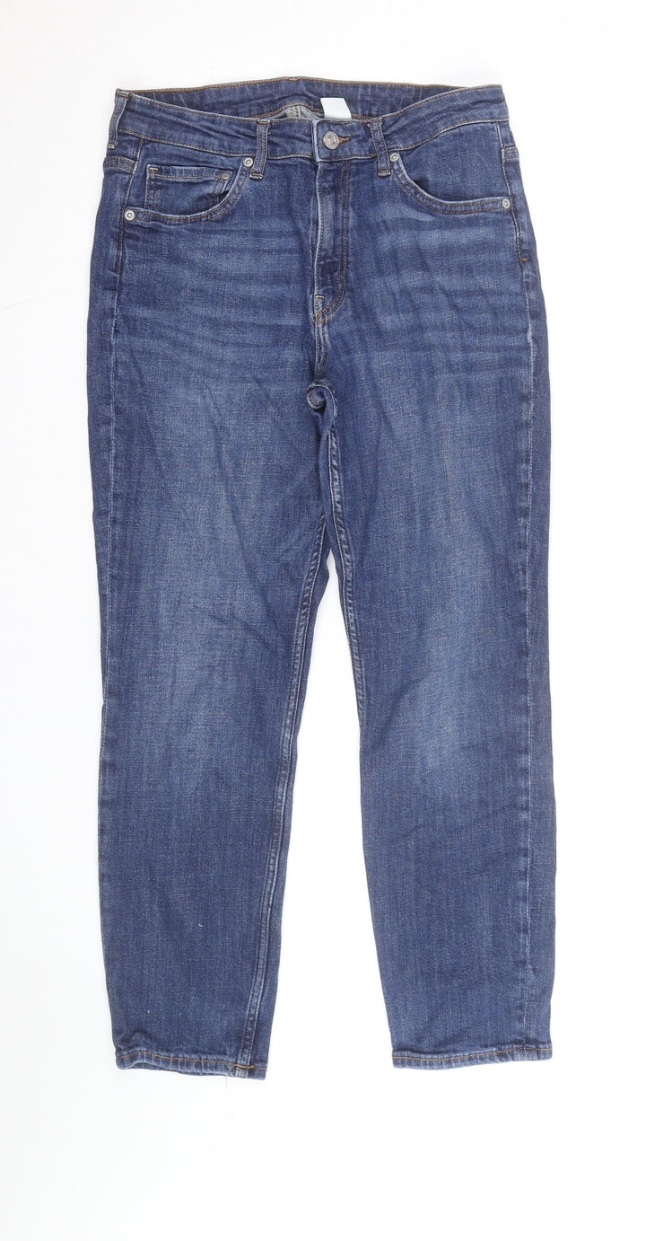 H&M Women Blue Size 12 Boyfriend Regular Fit Jeans