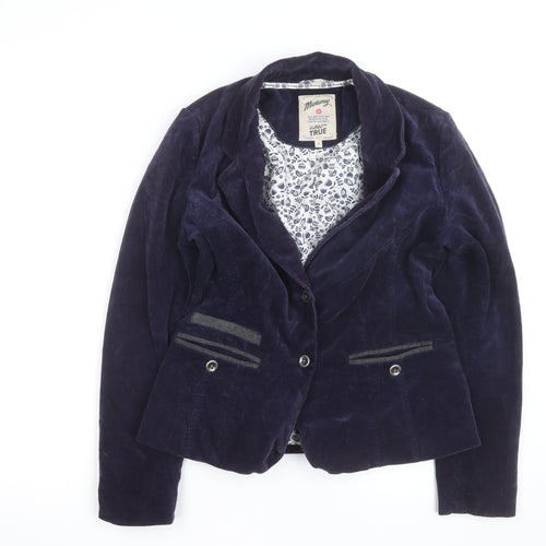 Mantaray Women Navy Blue Corduroy Blazer UK 8 Two-Button Classic Fit