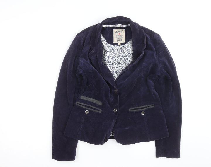 Mantaray Women Navy Blue Corduroy Blazer UK 8 Two-Button Classic Fit