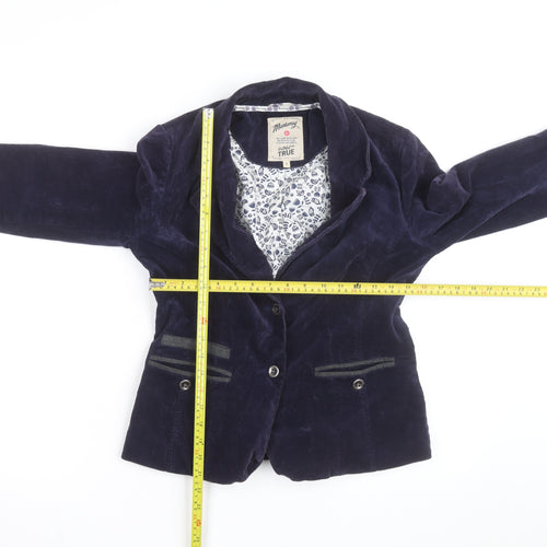 Mantaray Women Navy Blue Corduroy Blazer UK 8 Two-Button Classic Fit