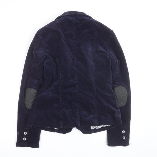 Mantaray Women Navy Blue Corduroy Blazer UK 8 Two-Button Classic Fit