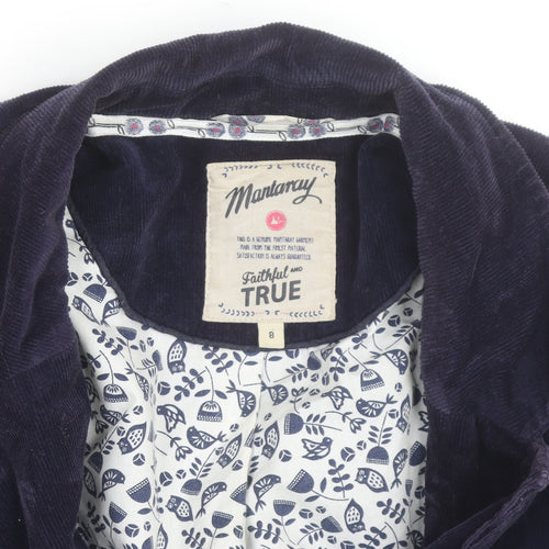 Mantaray Women Navy Blue Corduroy Blazer UK 8 Two-Button Classic Fit