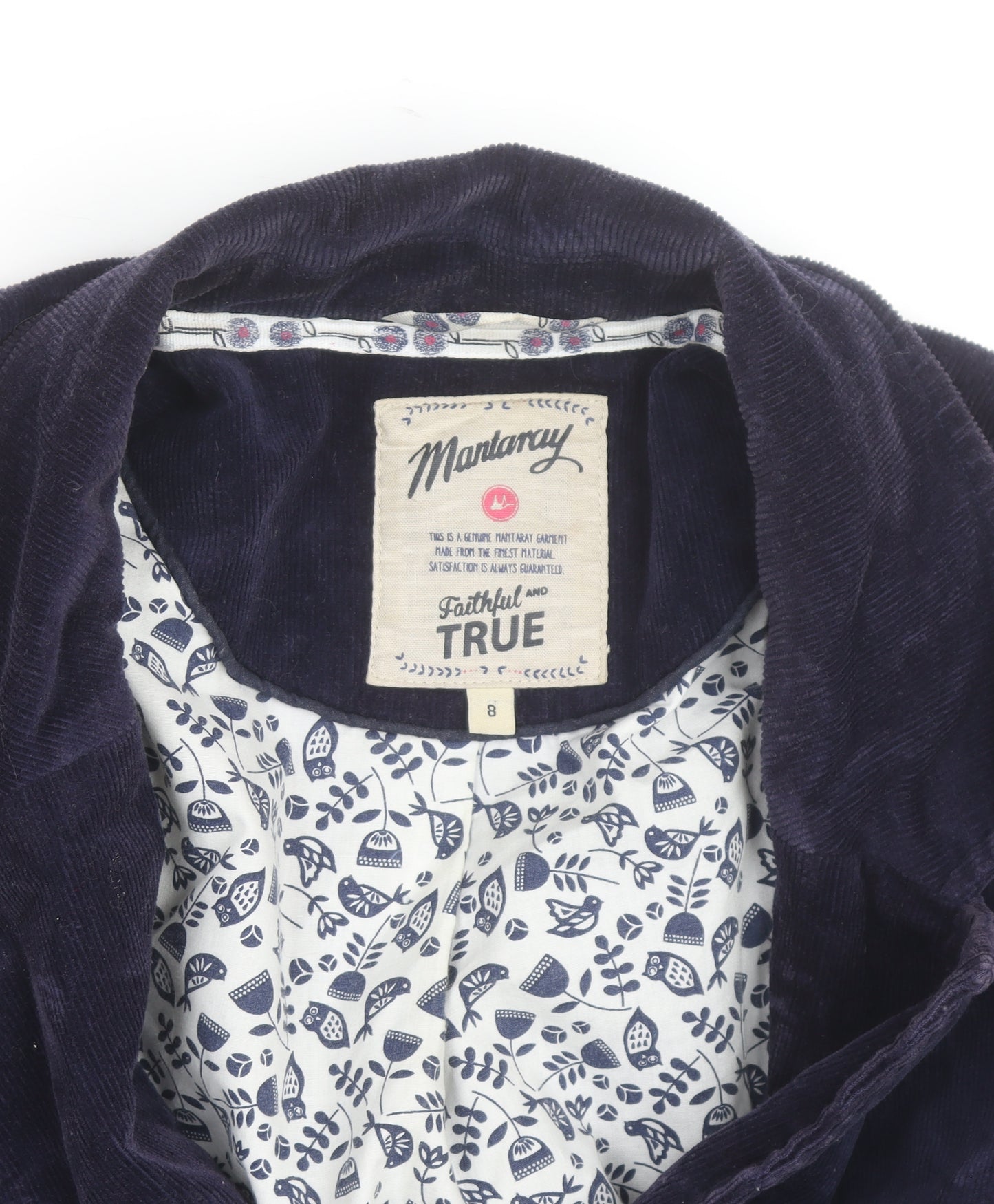 Mantaray Women Navy Blue Corduroy Blazer UK 8 Two-Button Classic Fit