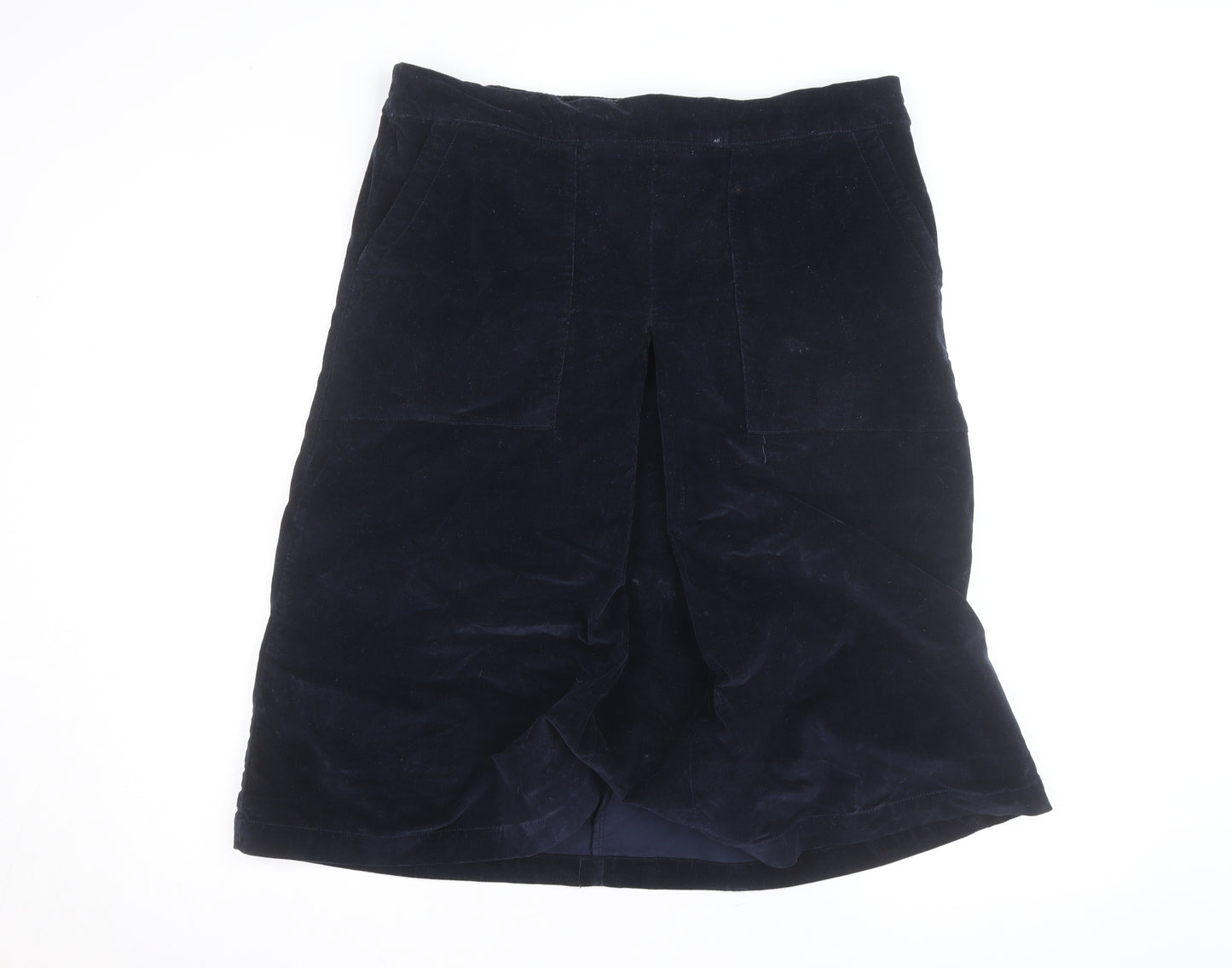 Cotton Traders Womens Blue Corduroy Knee Length Skirt Size 16