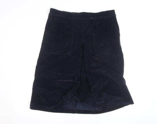 Cotton Traders Womens Blue Corduroy Knee Length Skirt Size 16