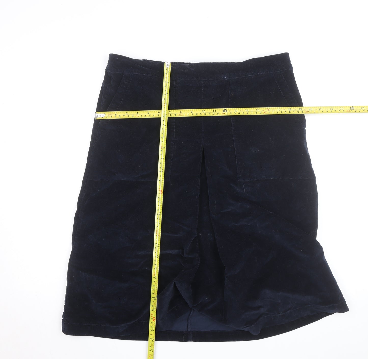 Cotton Traders Womens Blue Corduroy Knee Length Skirt Size 16