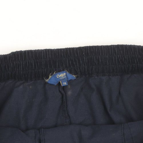 Cotton Traders Womens Blue Corduroy Knee Length Skirt Size 16