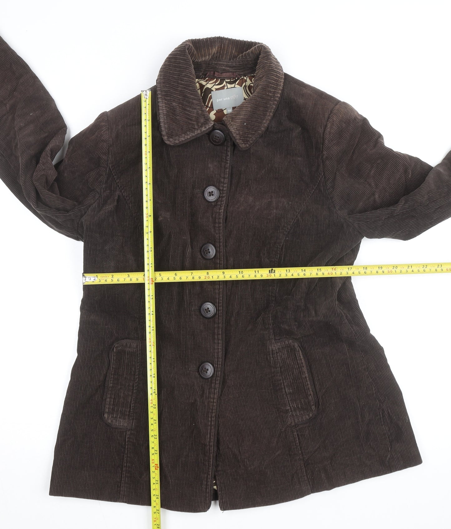 Marks and Spencer Per Una Women Brown Corduroy Jacket Size 14