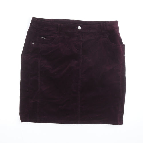 Canda Women's Purple Corduroy Knee Length Pencil Skirt Size 14