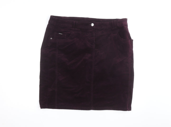 Canda Women's Purple Corduroy Knee Length Pencil Skirt Size 14