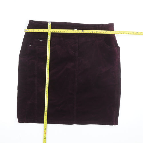 Canda Women's Purple Corduroy Knee Length Pencil Skirt Size 14