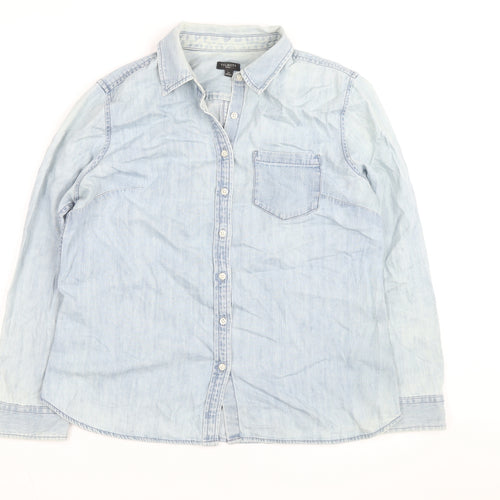 Talbots Men Blue Long Sleeve Denim Button-Up Casual Shirt Size L