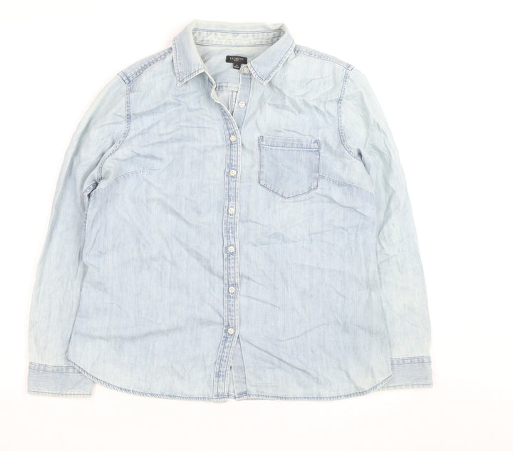 Talbots Men Blue Long Sleeve Denim Button-Up Casual Shirt Size L