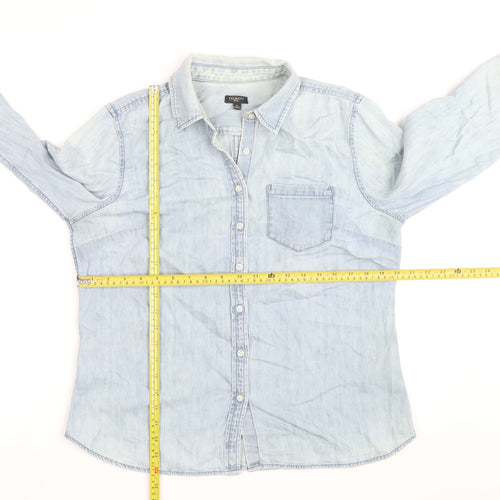 Talbots Men Blue Long Sleeve Denim Button-Up Casual Shirt Size L