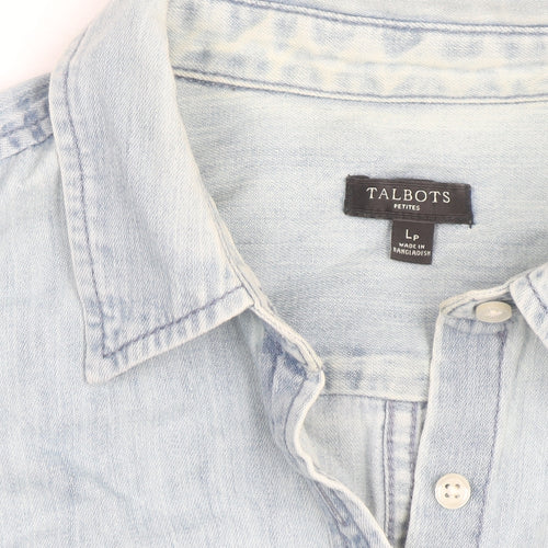 Talbots Men Blue Long Sleeve Denim Button-Up Casual Shirt Size L