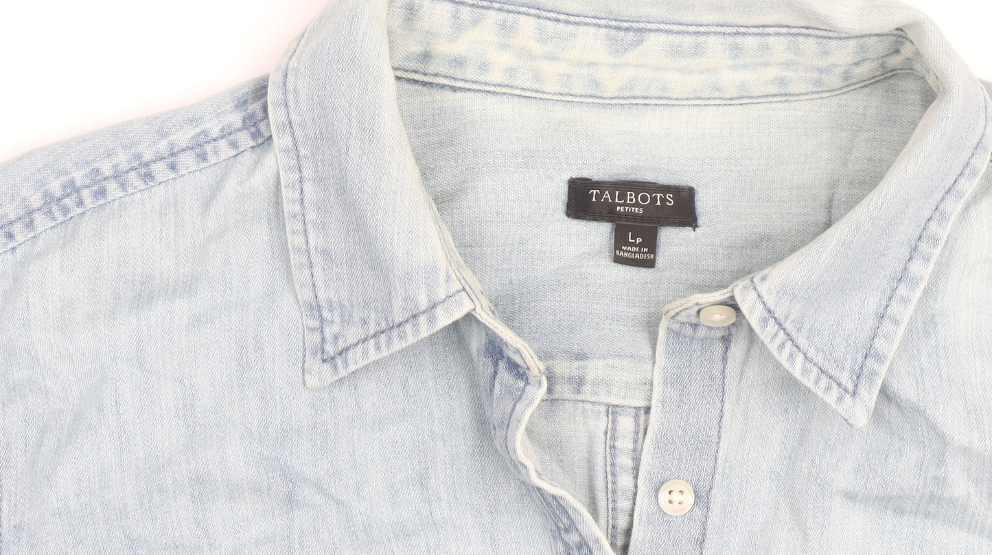 Talbots Men Blue Long Sleeve Denim Button-Up Casual Shirt Size L