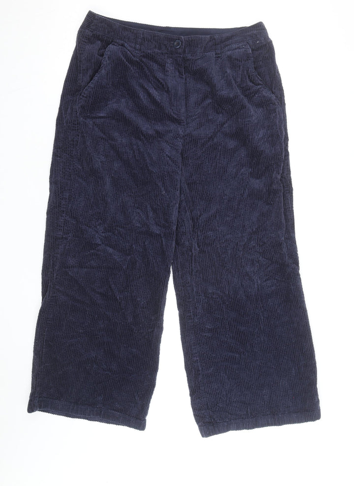Seasalt Cornwall Women Navy Corduroy Trousers Size L Organic Cotton